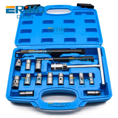 17PCS Fuel Injector Puller Removal Tool Auto Repair Tool Diesel Injector Seat Cutter Cleaner Set Vehicle Tools Kit for Universal Injector Cleaning